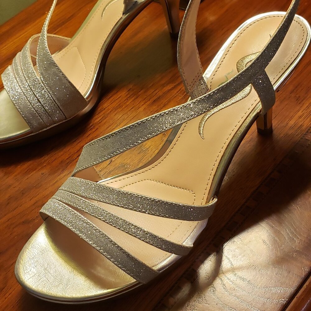 Nelda Silver Glitter Strappy Dress Heels